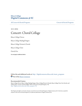 Concert: Choral Collage Ithaca College Chorus