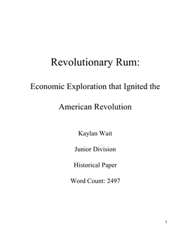 Revolutionary Rum: Economic Exploration That Ignited The