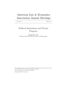 Political Institutions and Private Property