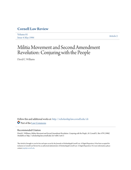 Militia Movement and Second Amendment Revolution: Conjuring with the People David C