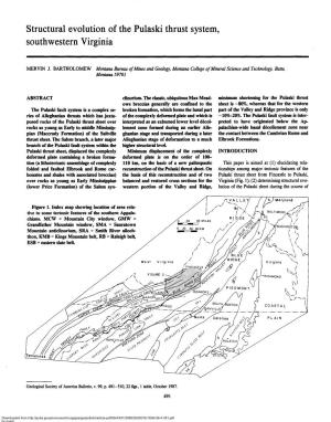 Structural Evolution of the Pulaski Thrust System, Southwestern Virginia