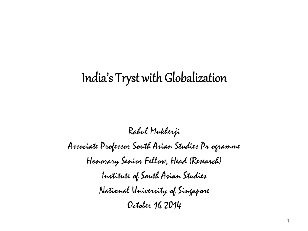 India's Tryst with Globalization