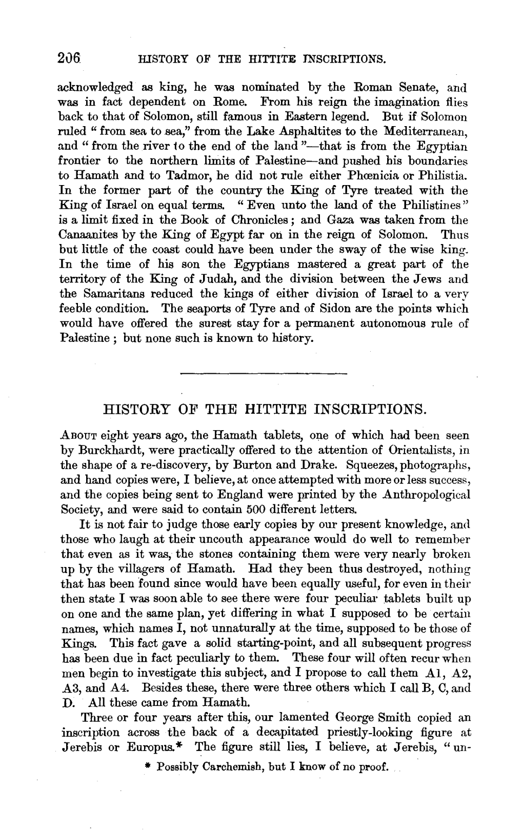 History of the Hittite Inscriptions