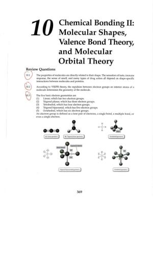 Chemical Bonding II: Molecular Shapes, Valence Bond Theory, and Molecular Orbital Theory Review Questions