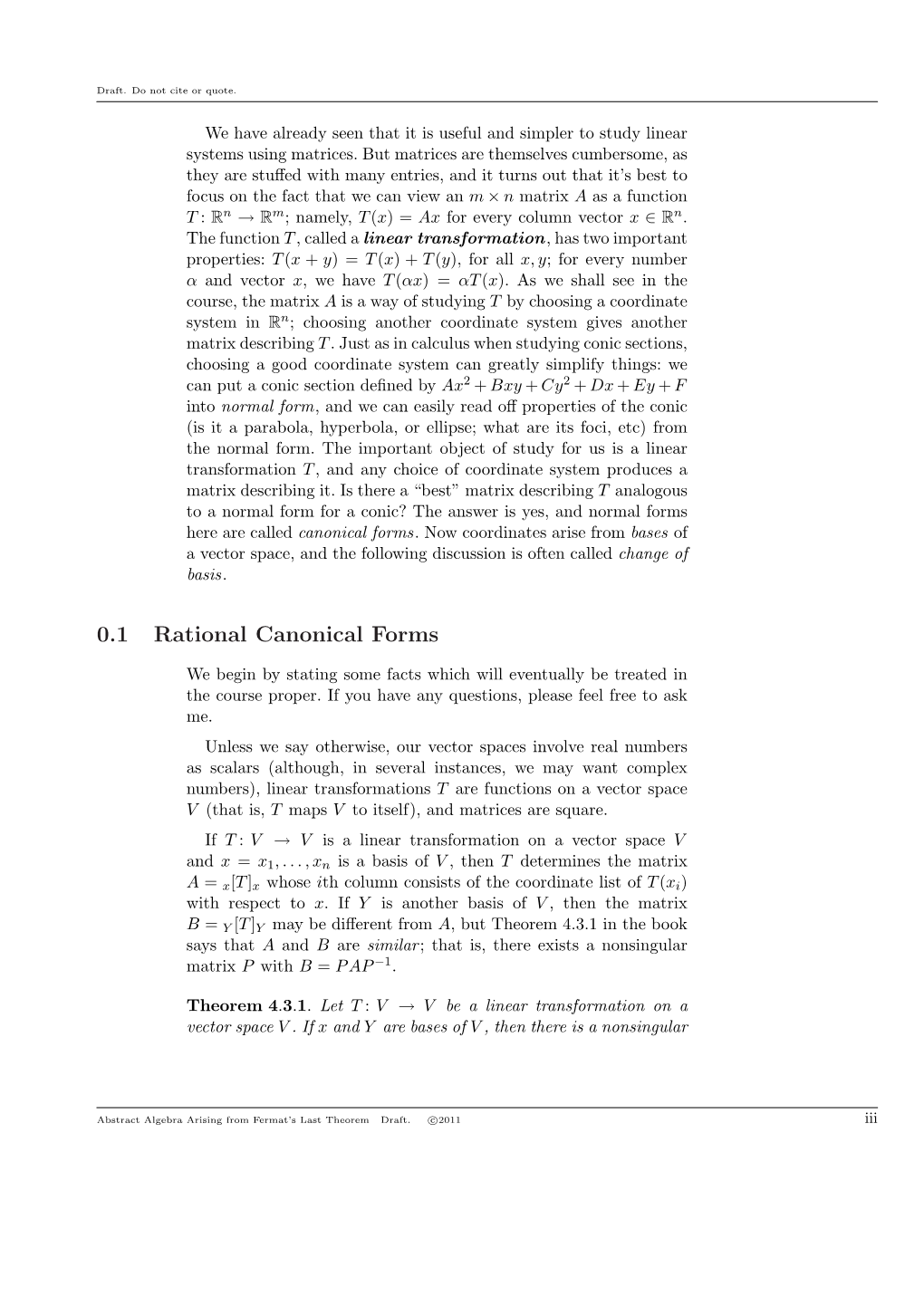 0.1 Rational Canonical Forms