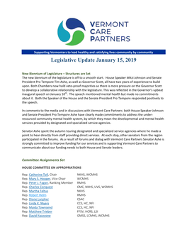 Legislative Update January 15, 2019