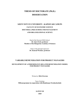 THESIS of DOCTORATE (Ph.D.) DISSERTATION