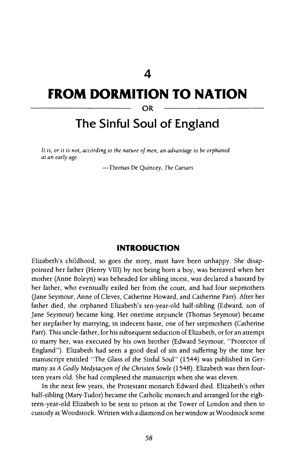 FROM DORMITION to NATION OR the Sinful Soul of England