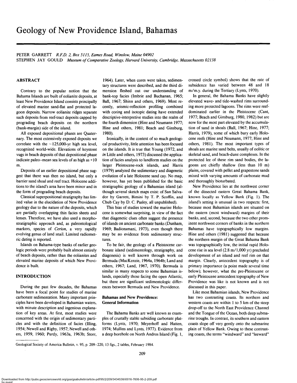 Geology of New Providence Island, Bahamas