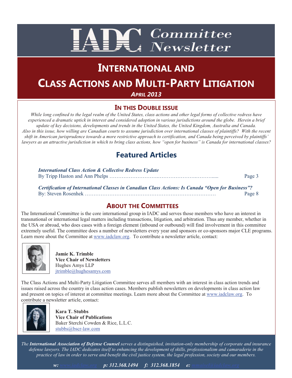 International and Class Actions and Multi-Party