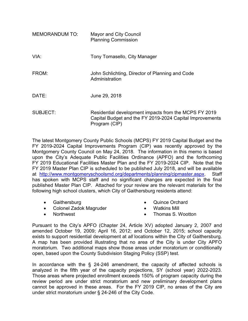 MEMORANDUM TO: Mayor and City Council Planning Commission