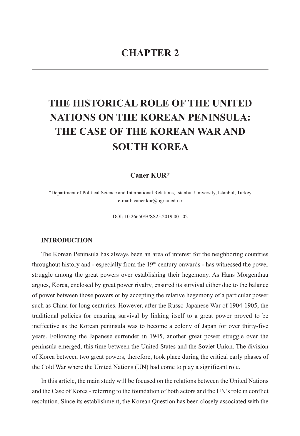 Chapter 2 the Historical Role of the United Nations on The