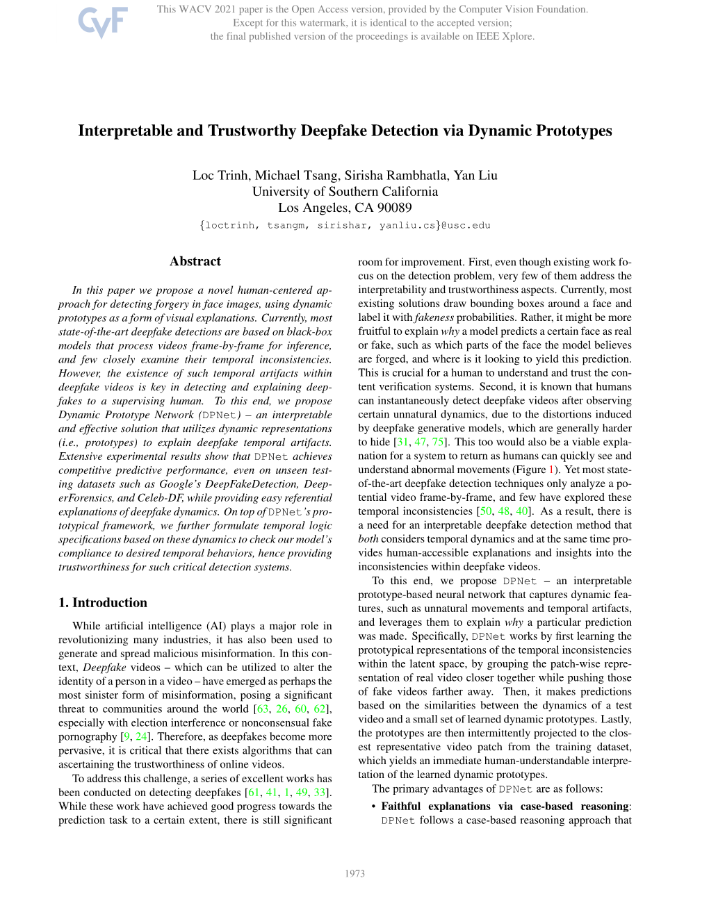 Interpretable and Trustworthy Deepfake Detection Via Dynamic Prototypes