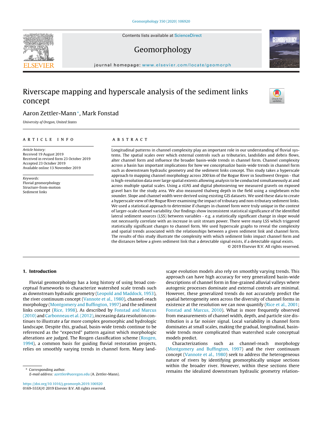 Riverscape Mapping and Hyperscale Analysis of the Sediment Links Concept