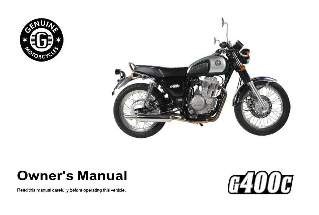 Owner's Manual Read This Manual Carefully Before Operating This Vehicle