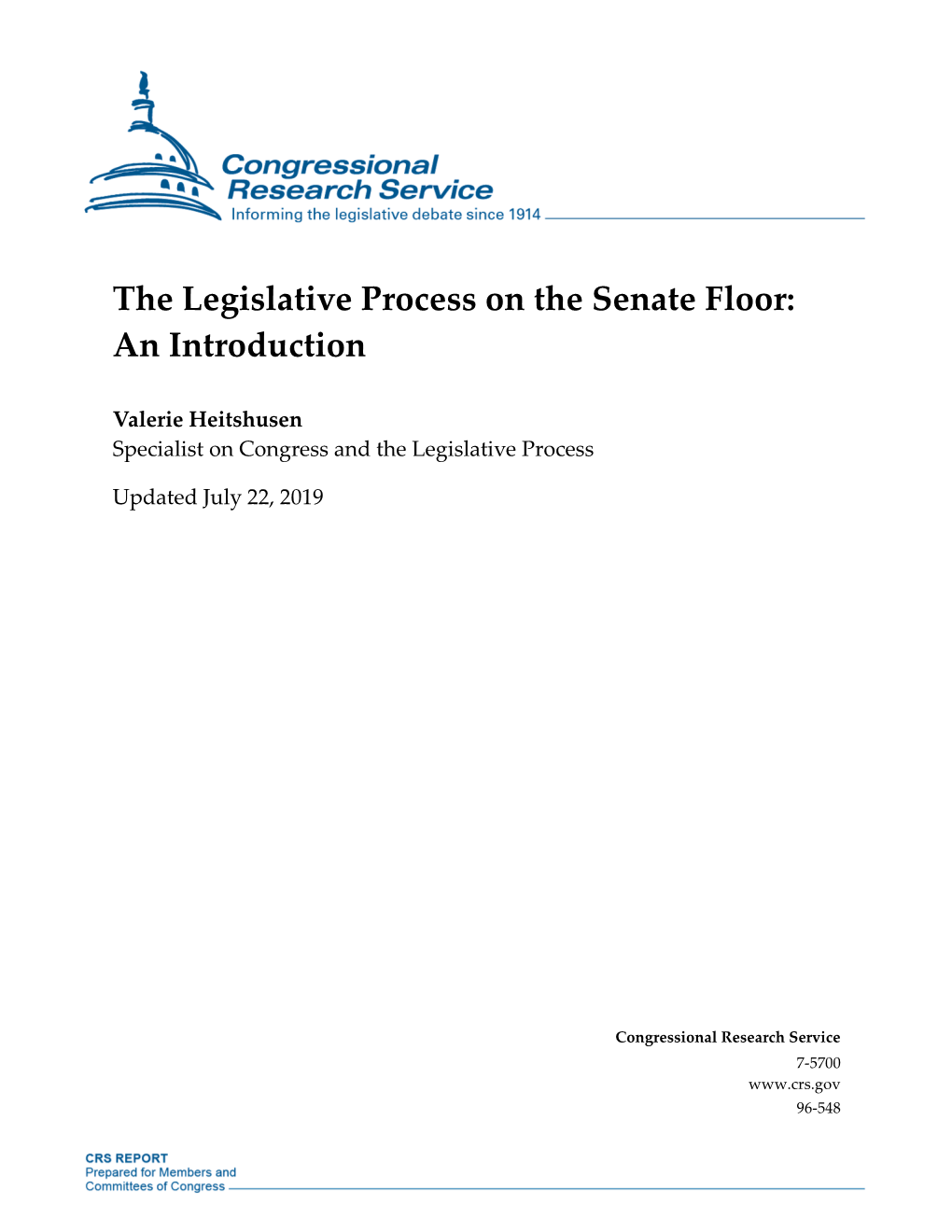 The Legislative Process on the Senate Floor: an Introduction