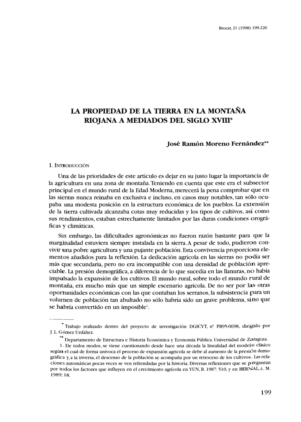 La PROPIEDAD DE La TIERRA EN La MONTAÑA RIOJANA a MEDIADOS DEL SIGLO XVIII*