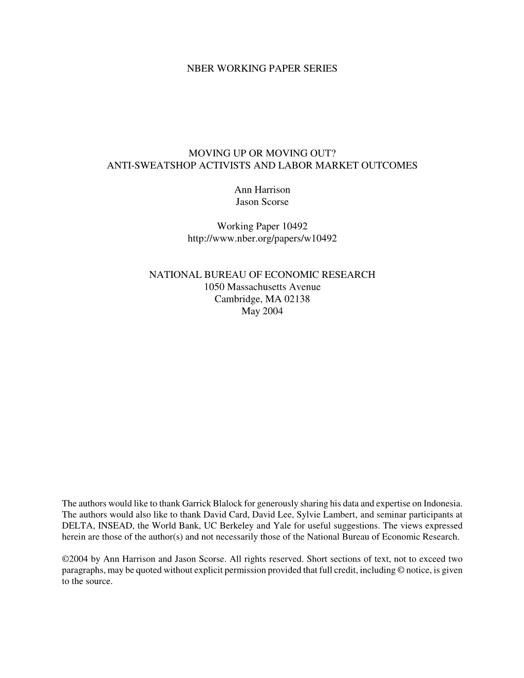 Moving up Or Moving Out? Anti-Sweatshop Activists and Labor Market Outcomes