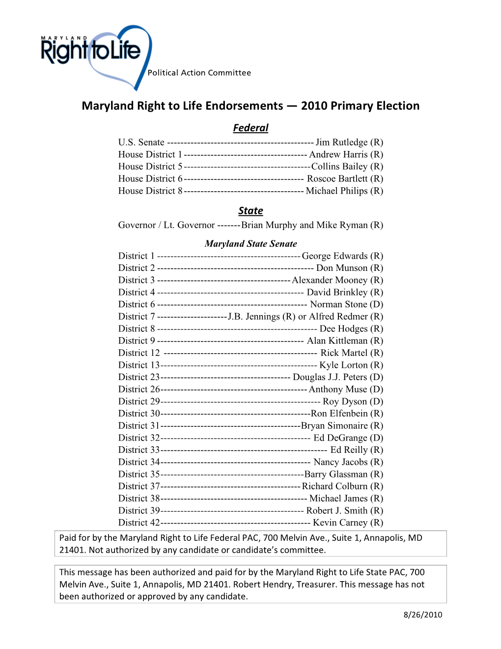 MDRTL Primary Endorsements Vf