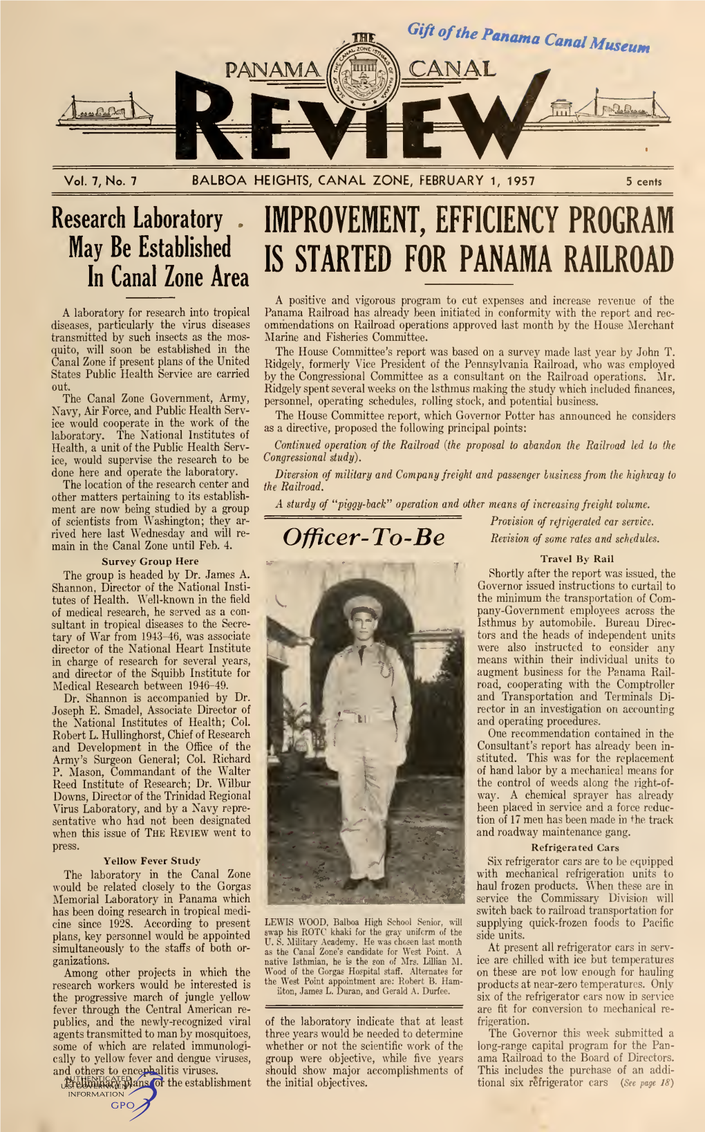 THE PANAMA CANAL REVIEW February 1, 1957