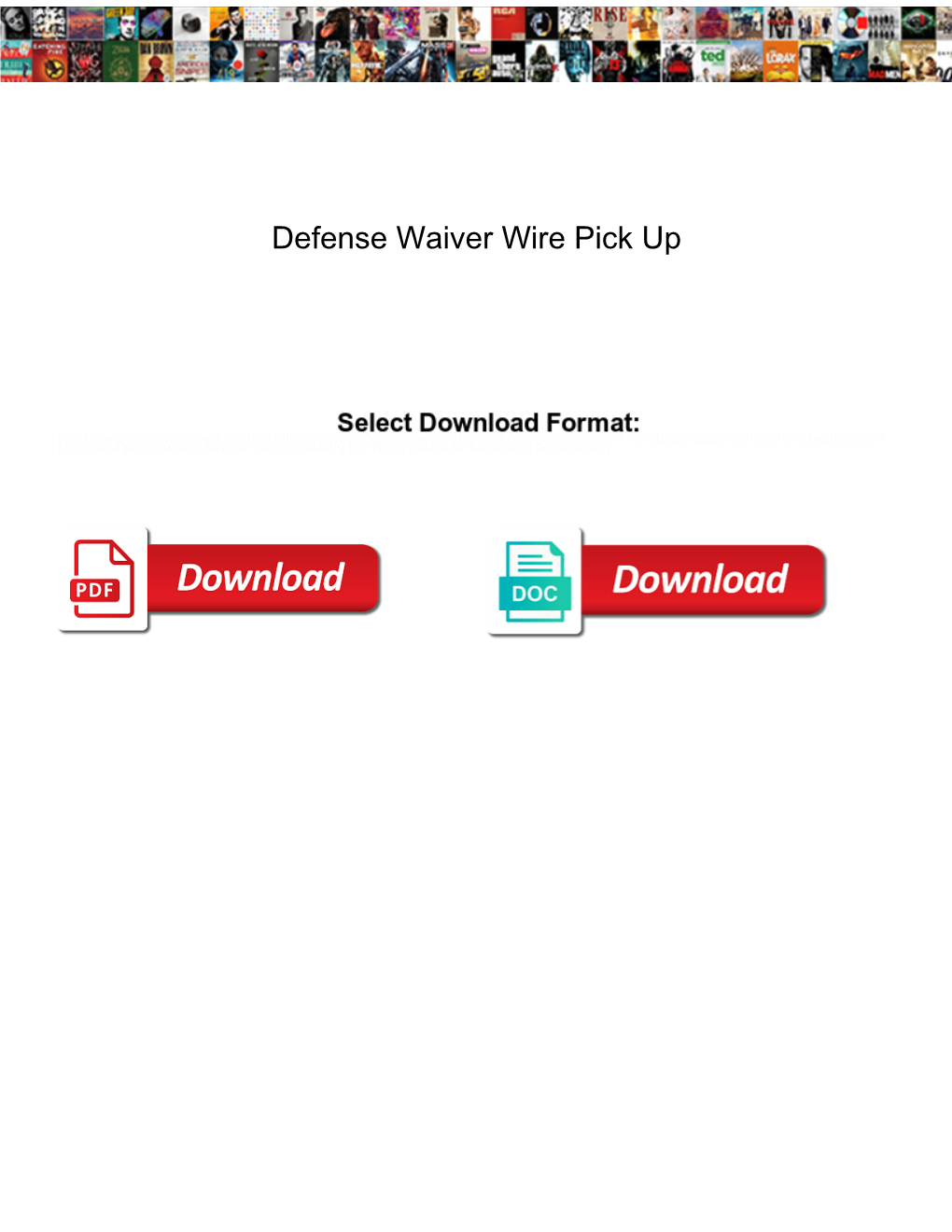 Defense Waiver Wire Pick Up