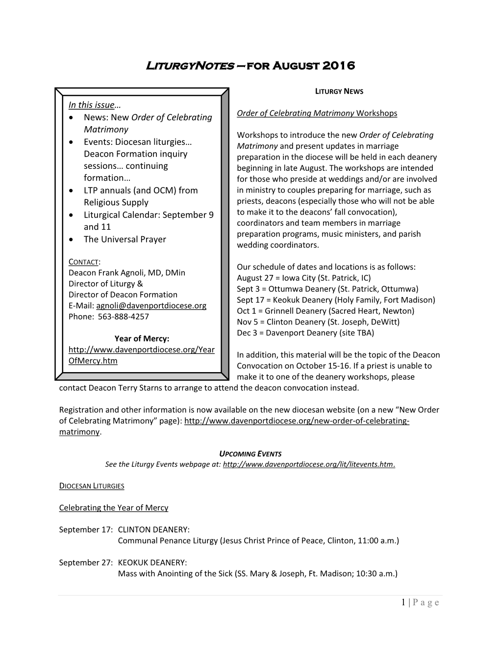 February 2010 Liturgical Law and Documents May Be Helpful In