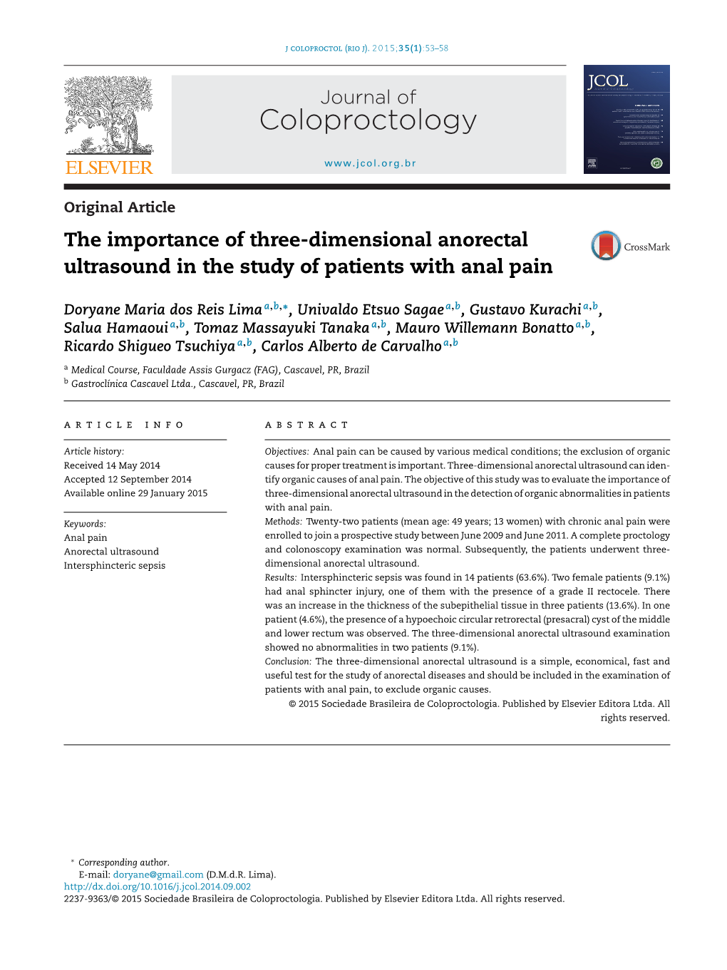 The Importance of Three-Dimensional Anorectal Ultrasound in the Study Of