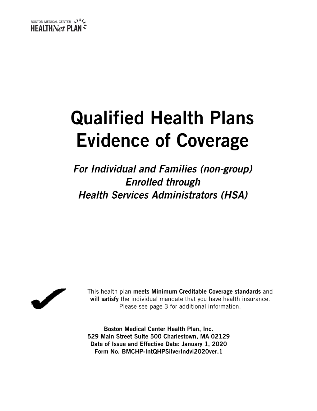 Qualified Health Plans Evidence of Coverage