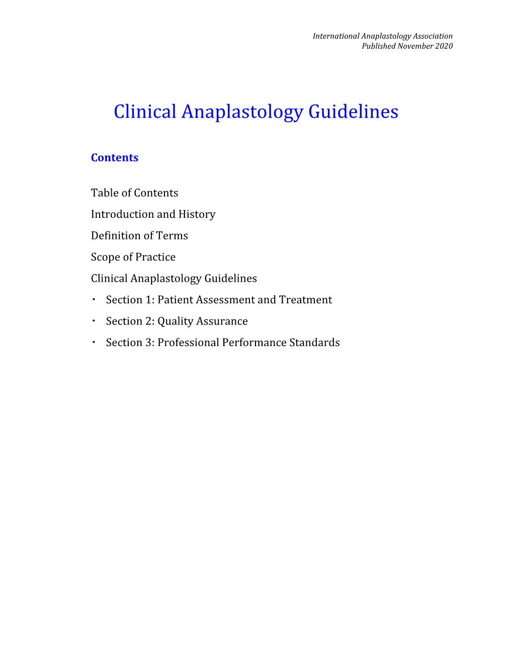 Clinical Anaplastology Guidelines