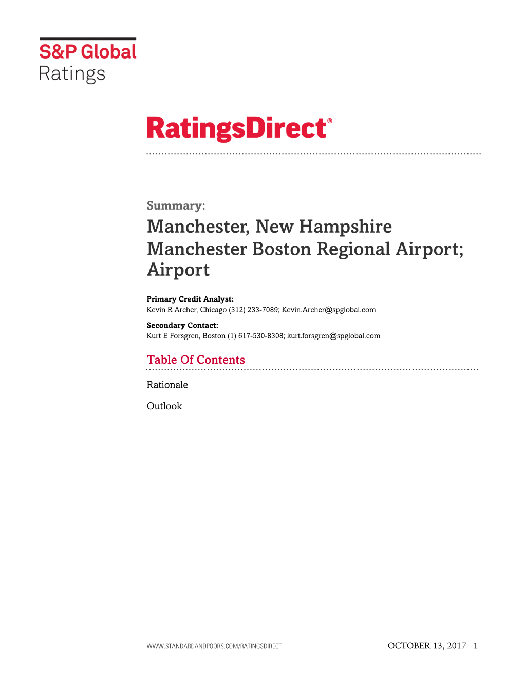 Manchester, New Hampshire Manchester Boston Regional Airport; Airport