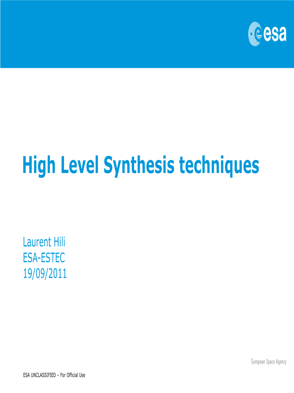 High Level Synthesis Techniques