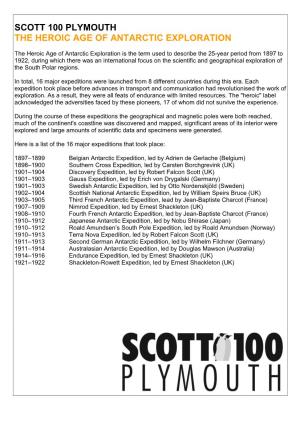 Scott 100 Plymouth the Heroic Age of Antarctic Exploration