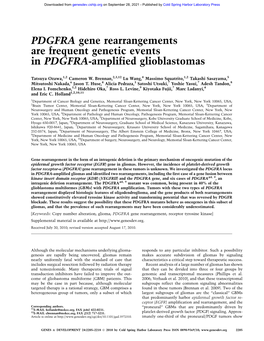 PDGFRA Gene Rearrangements Are Frequent Genetic Events in PDGFRA-Amplified Glioblastomas