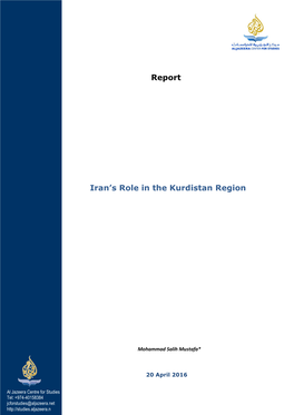 Report Iran's Role in the Kurdistan Region