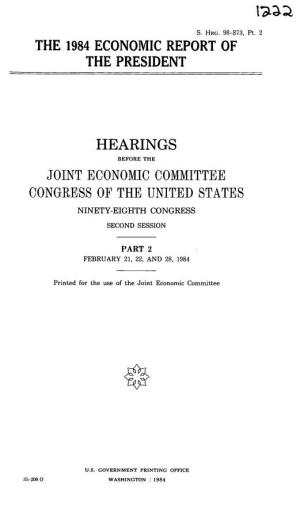 The 1984 Economic Report of the President Hearings