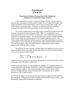 Preparation of Standard Sodium Hydroxide Solution and Titration of a Commercial Vinegar Product