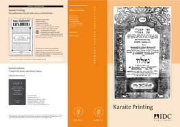 Karaite Printing Where to Order Rare Publications from the 16Th Century Until World War I IDC Publishers P.O