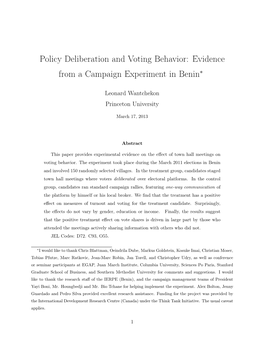 Policy Deliberation and Voting Behavior: Evidence