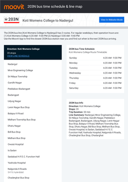 203N Bus Time Schedule & Line Route