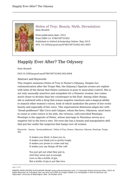 Happily Ever After? the Odyssey