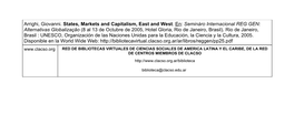 Arrighi, Giovanni. States, Markets and Capitalism, East and West. En