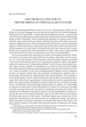 One from Us, One for Us. Viktor Orbán in Vernacular Culture1
