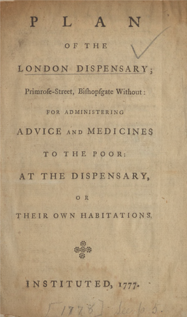 Plan of the London Dispensary, Primrose-Street, Bishopsgate Without