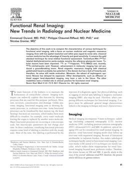 Functional Renal Imaging: New Trends in Radiology and Nuclear Medicine