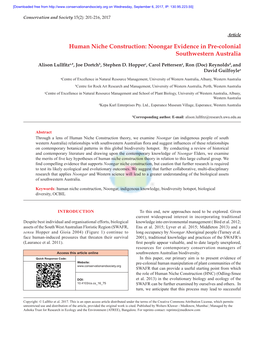 Noongar Evidence in Pre-Colonial Southwestern Australia