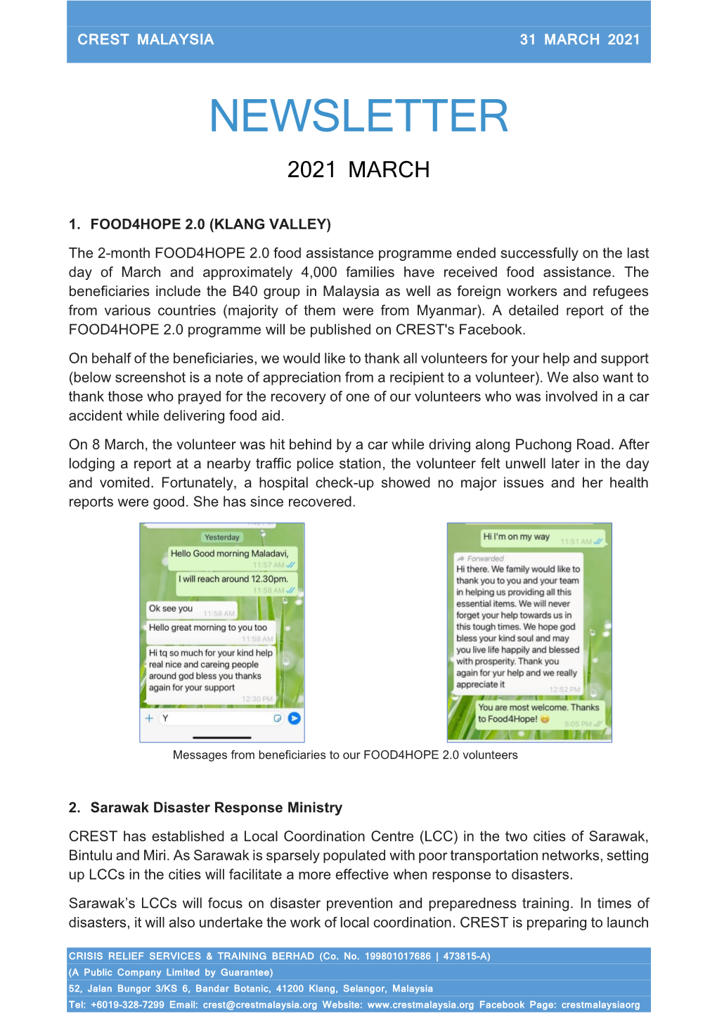 Newsletter 2021 March