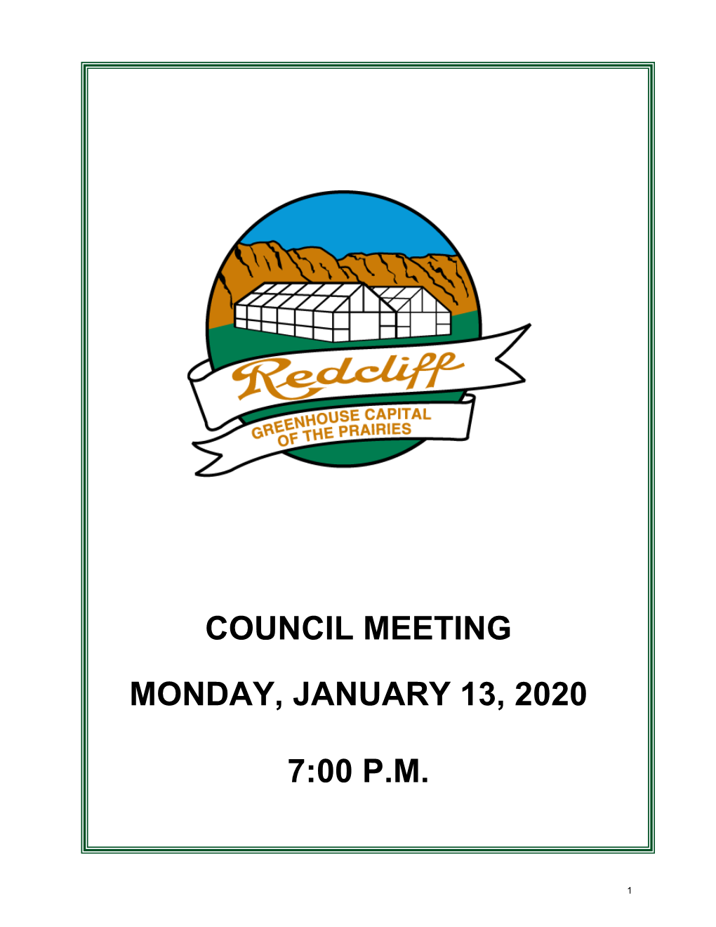 Council Meeting Monday, January 13, 2020 7:00 P.M