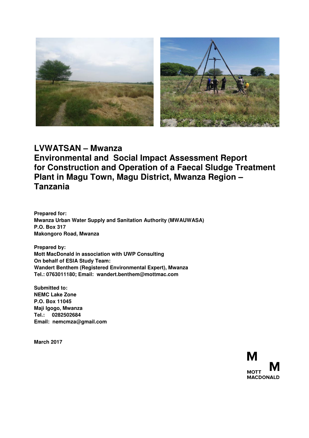 Mwanza Environmental and Social Impact Assessment Report for Construction and Operation of a Faecal Sludge Trea