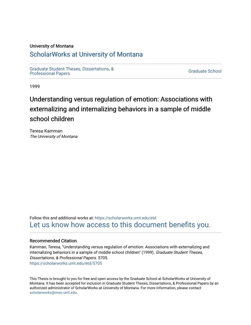 Associations with Externalizing and Internalizing Behaviors in a Sample of Middle School Children