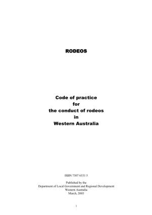 Code of Practice for the Conduct of Rodeos in WA